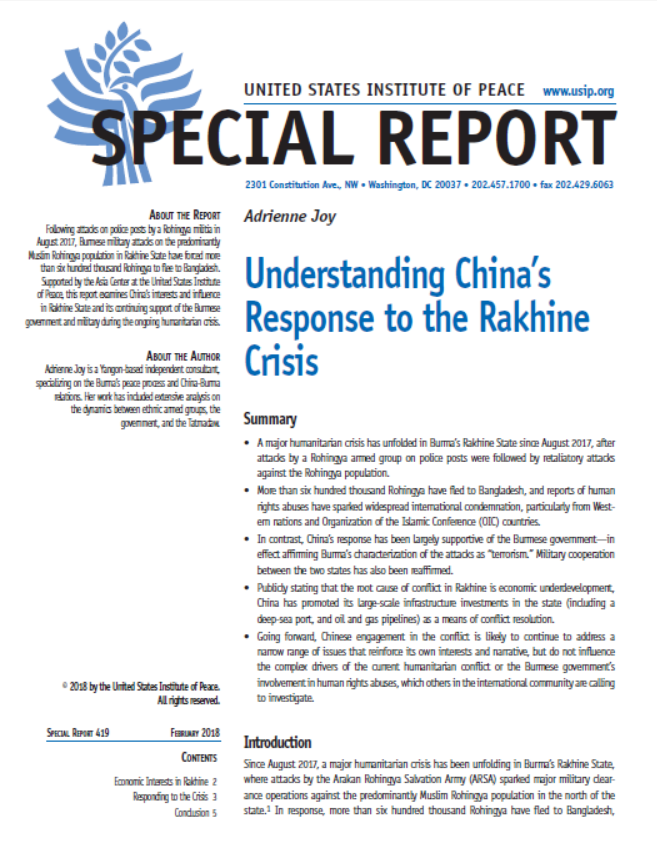Understanding China’s Response to the Rakhine Crisis