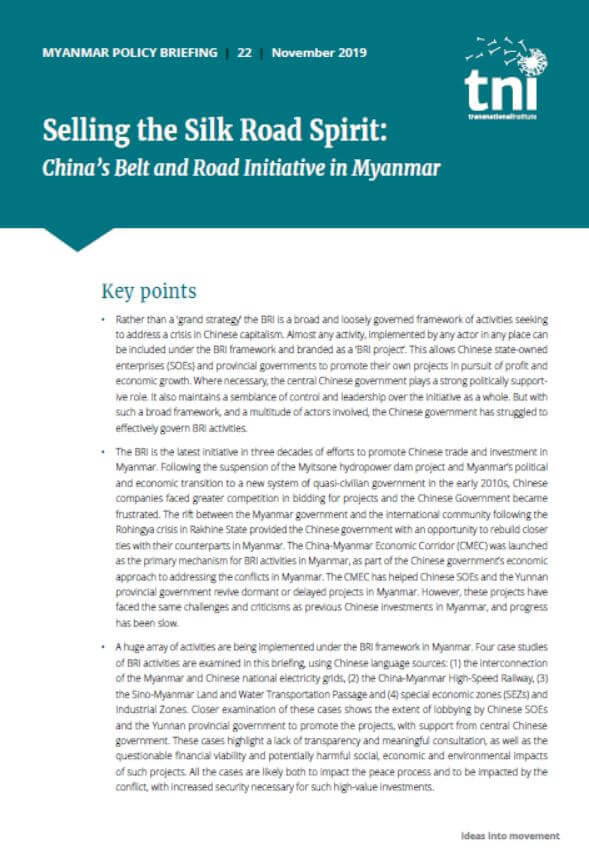 Selling the Silk Road Spirit: China’s Belt and Road Initiative in Myanmar
